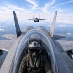 F-35 Lightning jet being chased by a Russian MIG