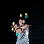 Man juggling too many balls at once, alluding to overloaded span of control